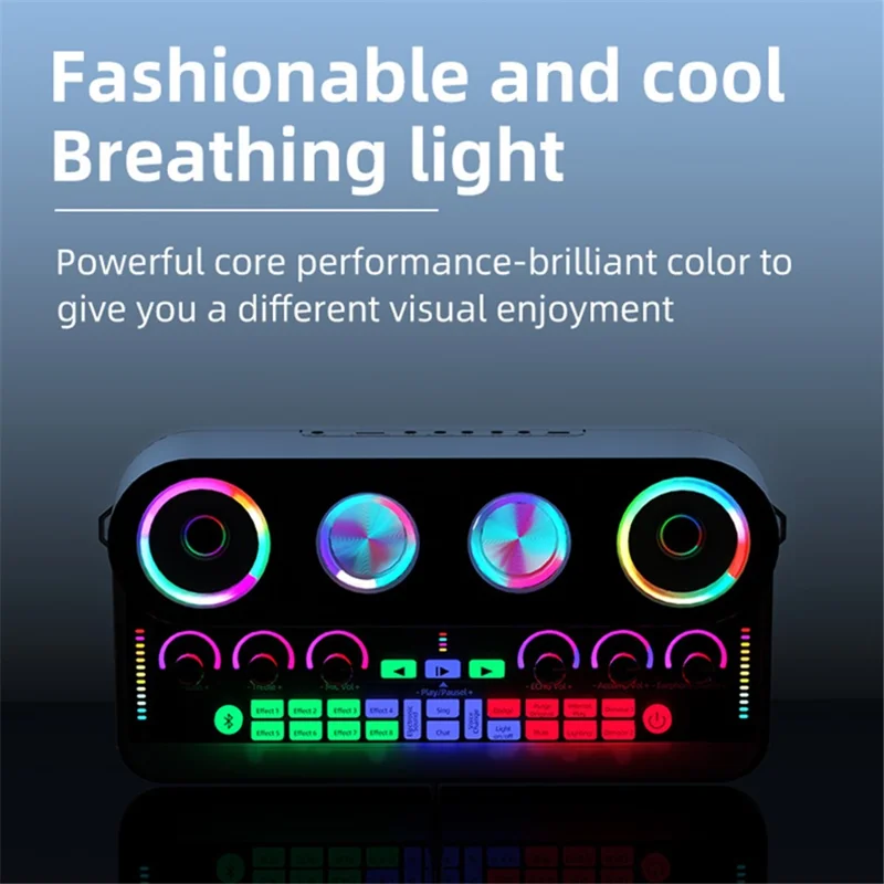 S20 Audio Microphone Sound Card with Dual Microphone for Karaoke Party Soundcard Device - White