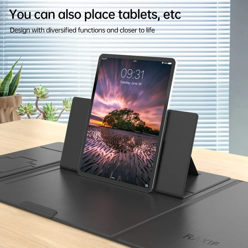 Tapete Multifunction Desk Mat em Couro PU, Suporte para Laptop, Telefone, Livro, Suporte de Mesa Impermeável, Mousepad