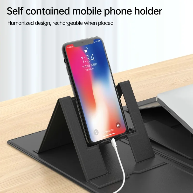 Tapete Multifunction Desk Mat em Couro PU, Suporte para Laptop, Telefone, Livro, Suporte de Mesa Impermeável, Mousepad