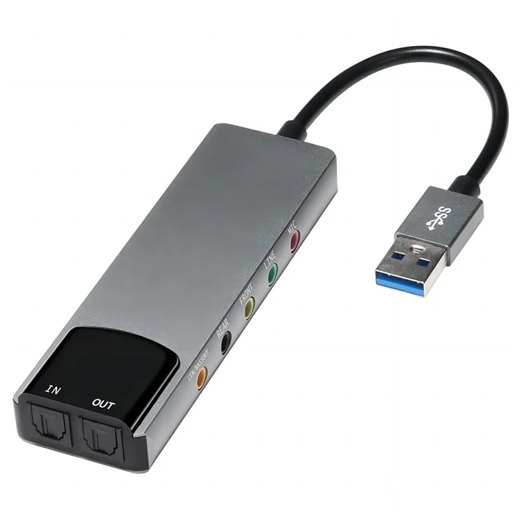 HY-601 6 в 1 USB Многофункциональная Звуковая Карта USB + 3,5 мм Аудио + 7,1 Канал / Оптоволокно - Серый