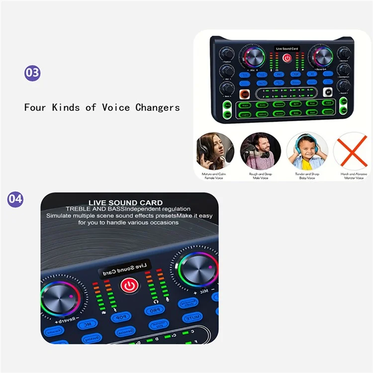 X60 Sound Card Console Desk System Sound Card Mixer für Karaoke, Sendung, KTV-Gesang - (Englische Version)