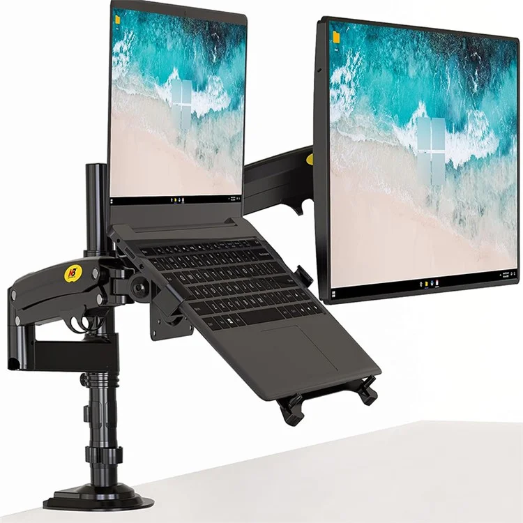 Держатель для ЖК-телевизора/монитора 22"-32" NORTH BAYOU H180 FP-2 + Крепление для ноутбука 10"-17" с газовой пружиной, полноповоротный, двухрычажный, зажимной