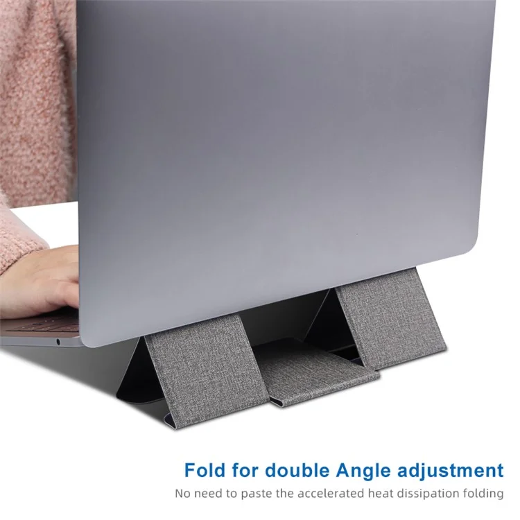 1124 Foldable PU Leather+Magnet Laptop Stand Mount Holder Notebook Computer Riser Bracket - Dark Grey