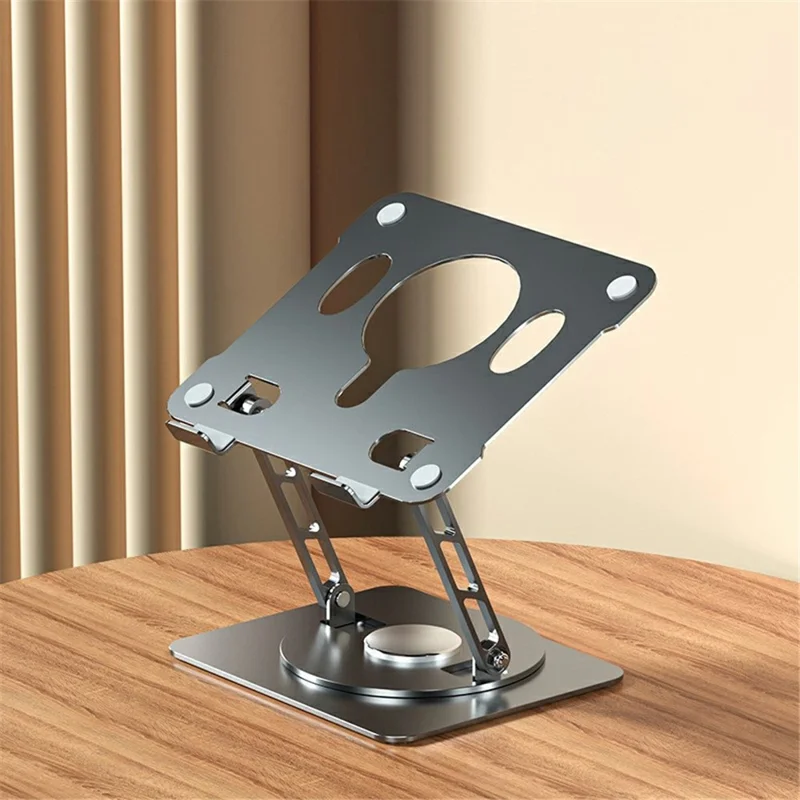360-Degree Rotatable Desktop Tablet Holder Stand Foldable Aluminum Alloy Tablet Bracket - Grey / Round