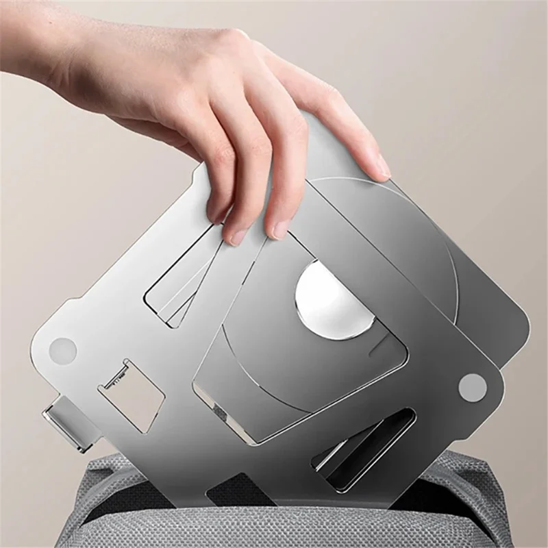 360-Degree Rotatable Desktop Tablet Holder Stand Foldable Aluminum Alloy Tablet Bracket - Grey / Round