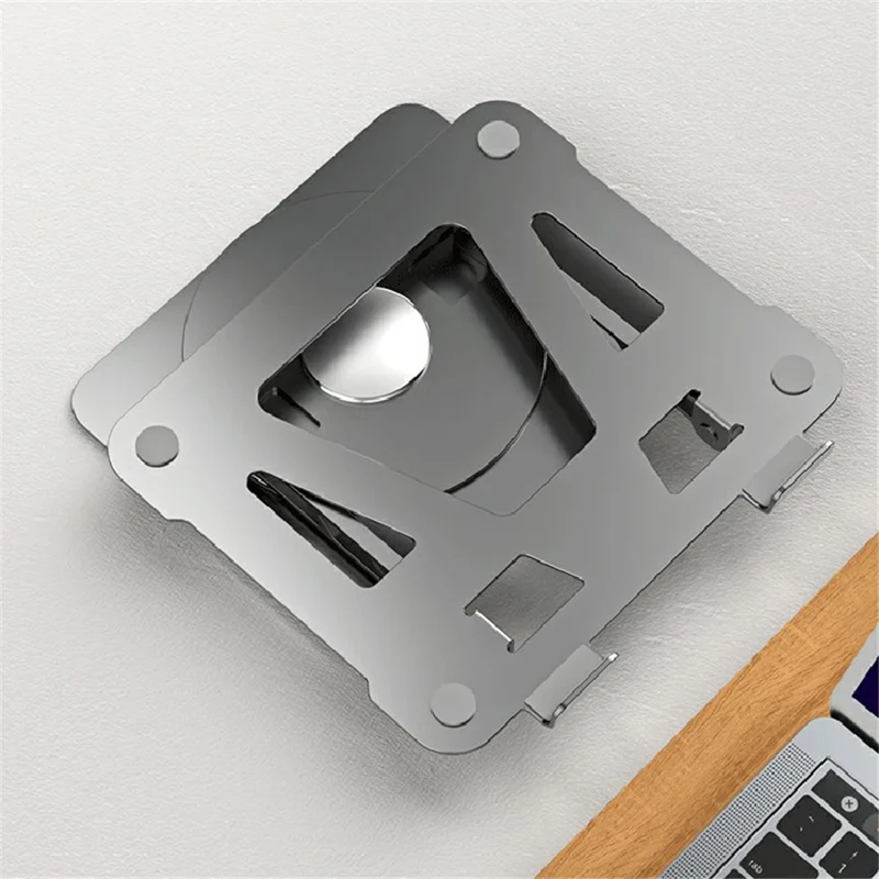 360-Degree Rotatable Desktop Tablet Holder Stand Foldable Aluminum Alloy Tablet Bracket - Grey / Round