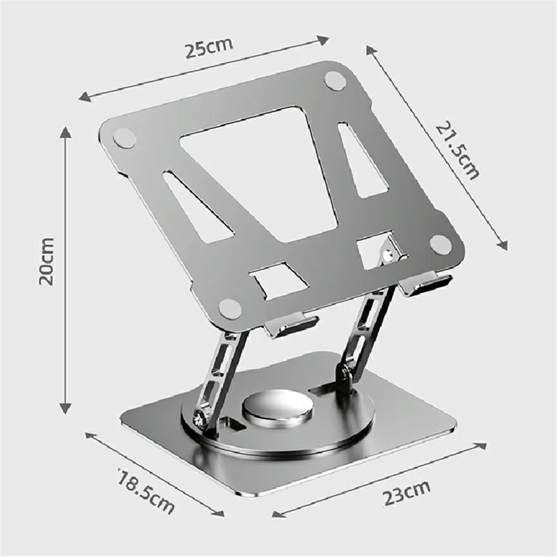 360-Degree Rotatable Desktop Tablet Holder Stand Foldable Aluminum Alloy Tablet Bracket - Grey / Round