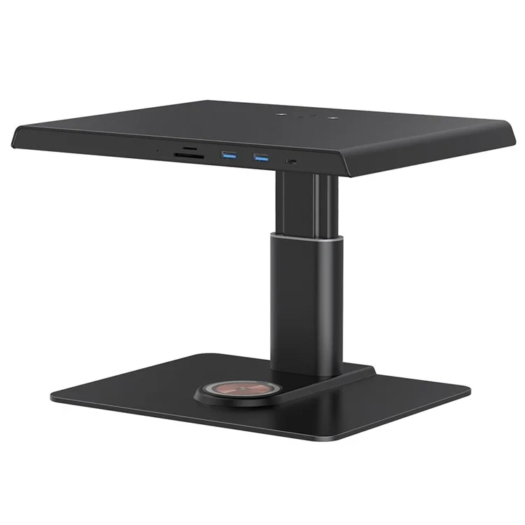 Soporte elevador para monitor de computadora de aleación de aluminio Z10Q, estación de acoplamiento con cargador inalámbrico y centro de conexiones USB