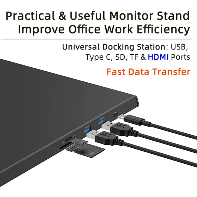 Z10Q Aluminum Alloy Computer Monitor Stand Riser USB Hub Docking Station Wireless Charger