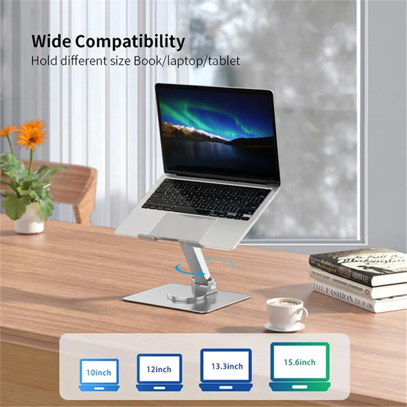 E17SU Aluminum Alloy Laptop Riser Stand Rotatable Bracket 3xUSB + 1xType-C Output USB Hub Docking Station - Silver