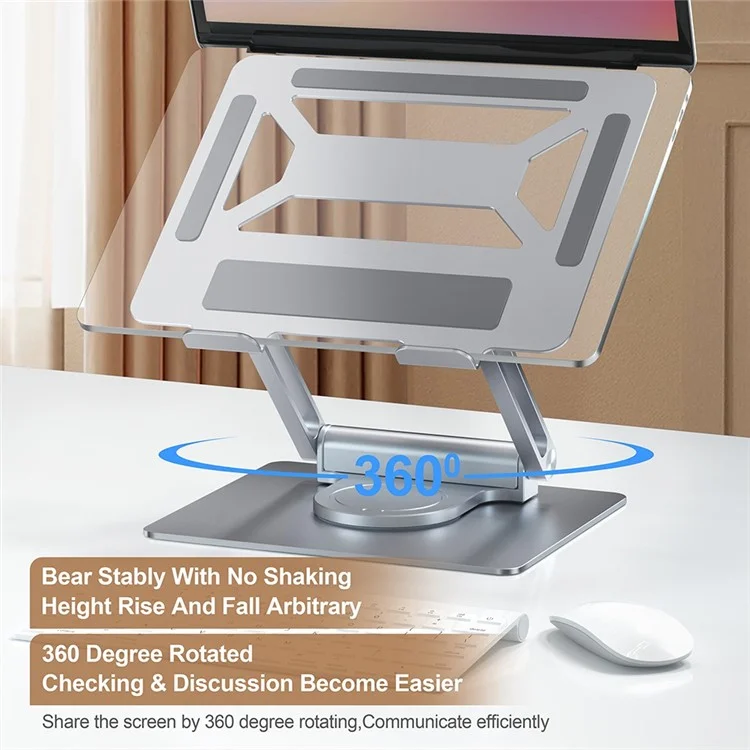 E13SU Aluminum Alloy Laptop Riser Stand 3xUSB + 1xType-C Output USB Hub Desktop Rotatable Bracket