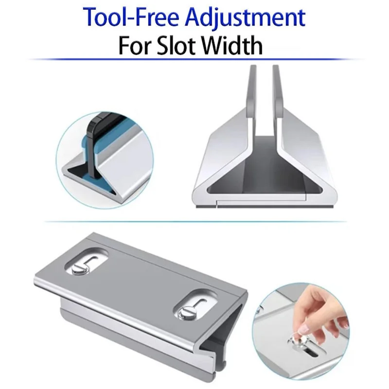 C4 Adjustable Width Single Slot Storage Base for Notebooks and Tablets Aluminum Alloy Desk Stand - Grey