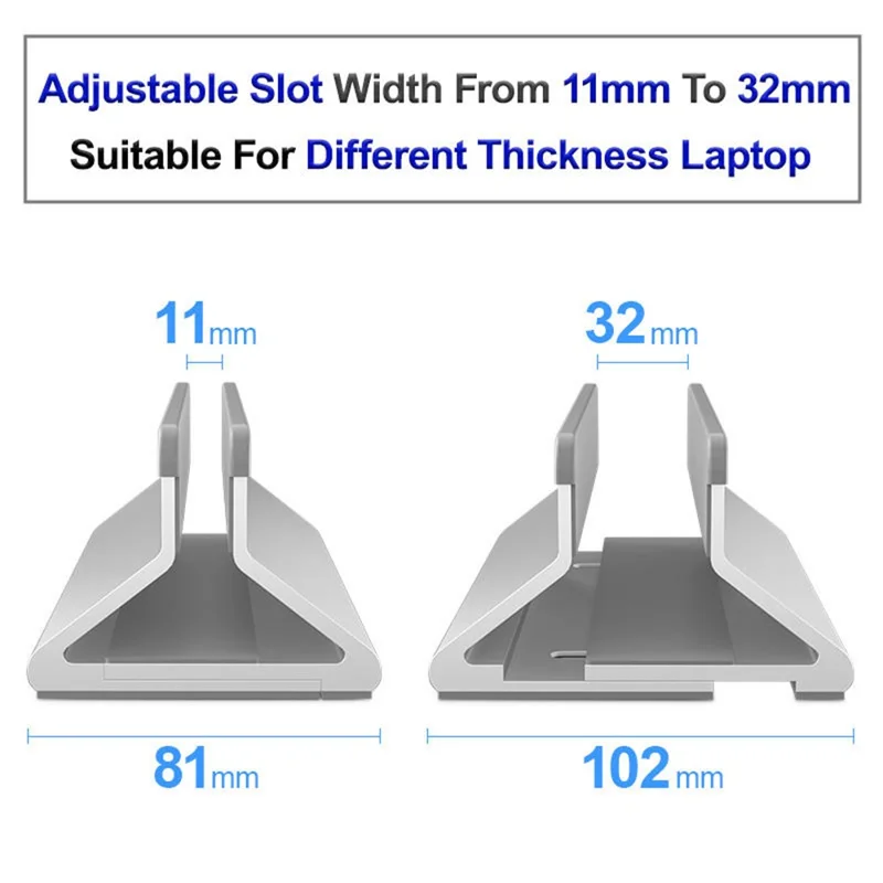 C4 Adjustable Width Single Slot Storage Base for Notebooks and Tablets Aluminum Alloy Desk Stand - Grey