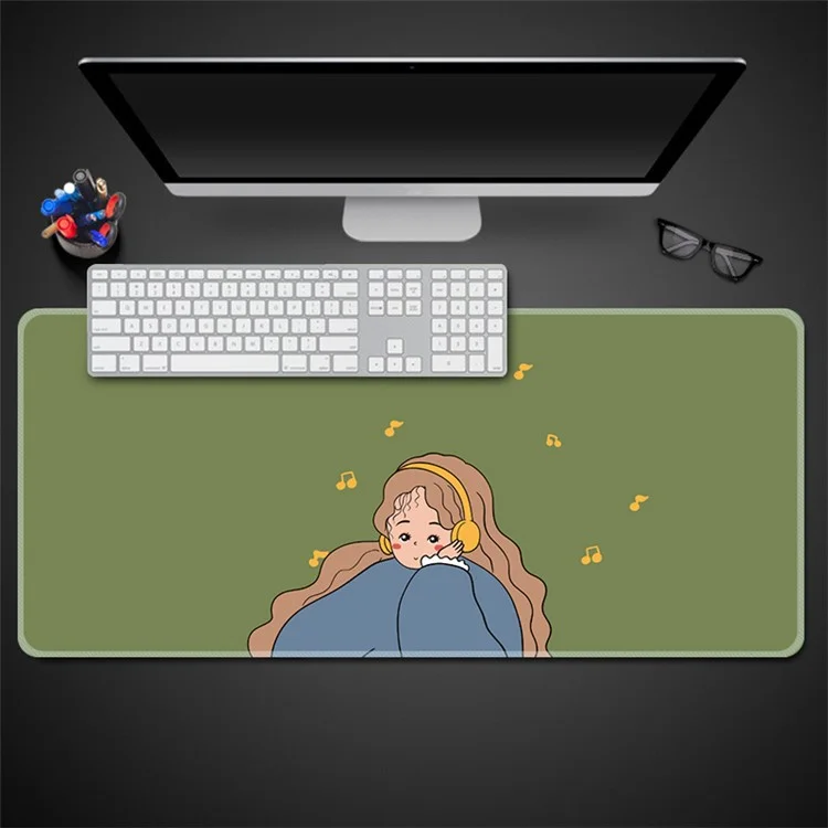 Cartoon Pattern Rubber Mouse Pad Waterproof Non-slip Mouse Mat Mousepad - A Girl Listening Music