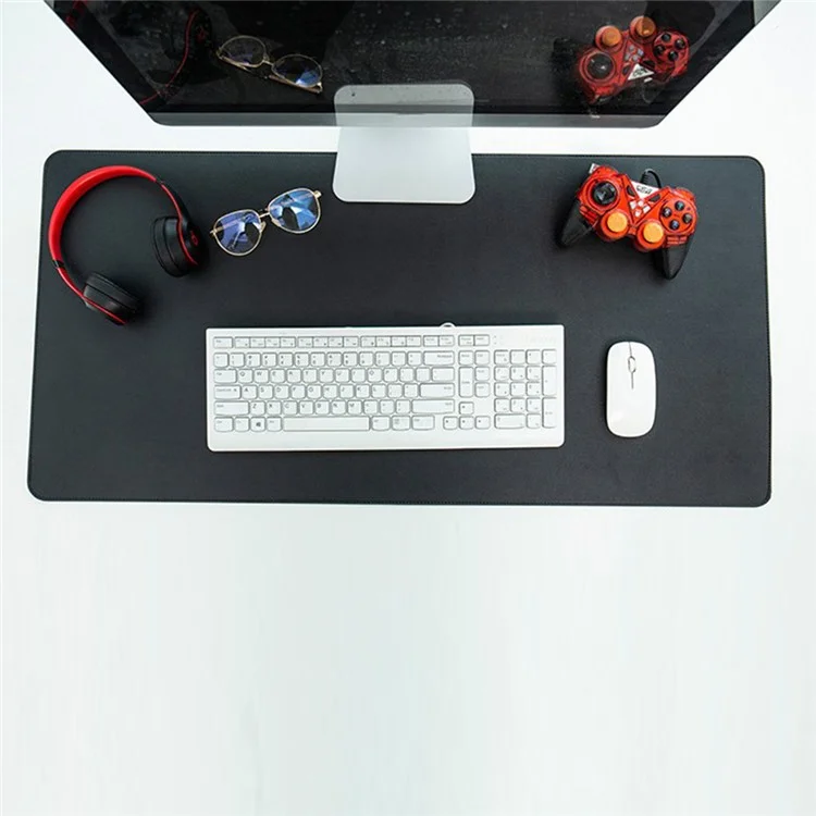 Dual-side Leather Stitches Edge Waterproof Mouse Mat, Size: 60 x 30cm - Black / Black