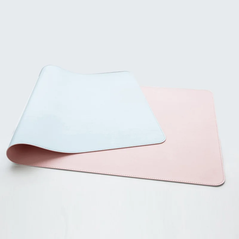 Dual-side Leather Stitches Edge Waterproof Mouse Mat, Size: 60 x 30cm - Pink / Sky Blue