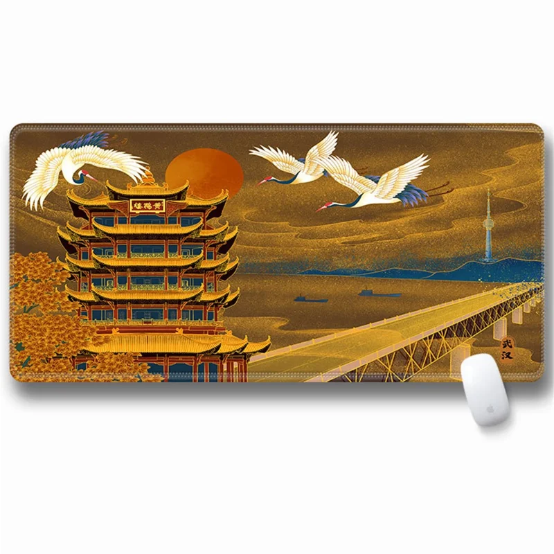 Computer Laptop Mouse Pad Chinoiserie Gaming Play Mat Office Desk Mat (Size: 300x600x2mm) - Wuhan