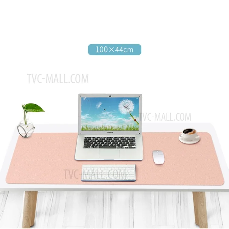 ZD02 100x44cm Alfombrilla de ratón y teclado de doble cara, impermeable, de piel PU, grande para escritorio - Amarillo/Gris