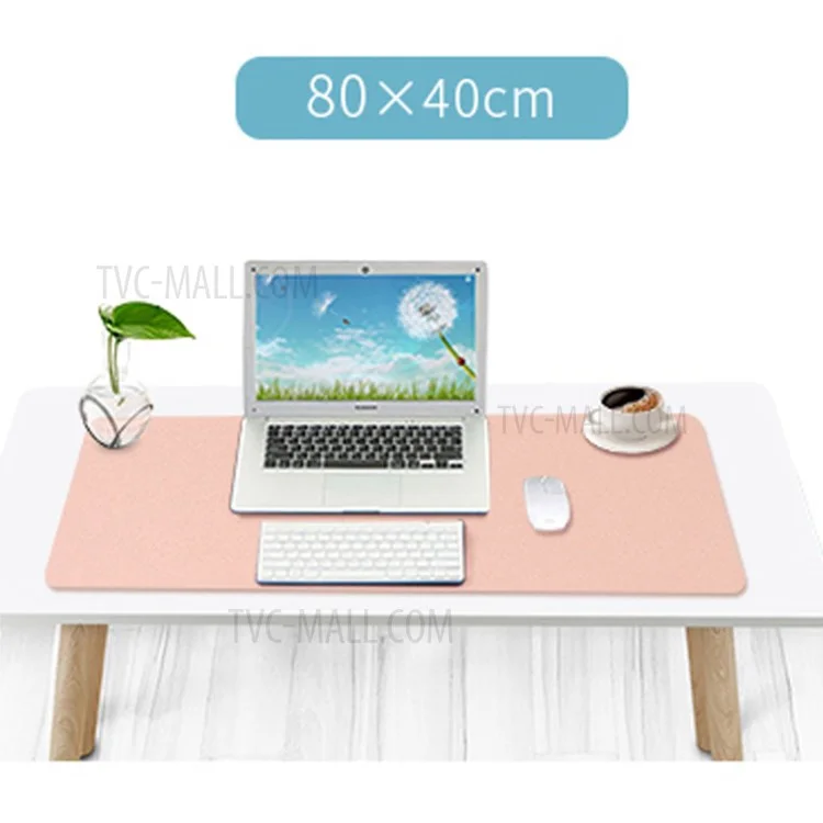 ZD02 80x40cm PU Leather Large Office Computer Desk Mat Double-sided Keyboard Mouse Pad - Pink/Silver
