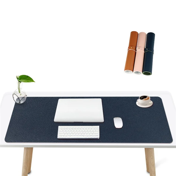ZD02 80x40cm PU Leather Large Office Computer Desk Mat Double-sided Keyboard Mouse Pad - Royal Blue/Army Green