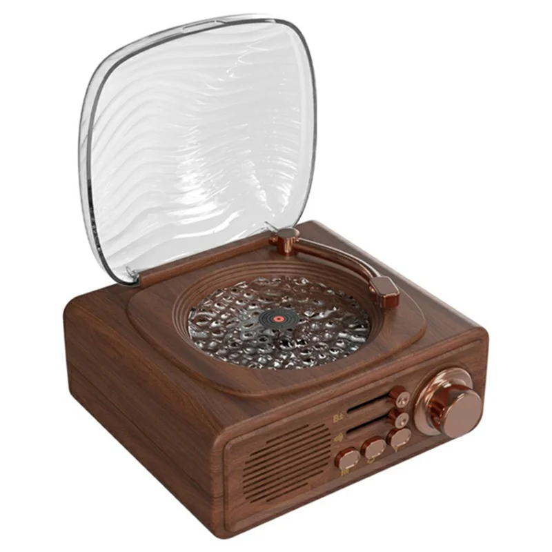 JN122 Retro Vinyl Record Player Bluetooth-compatible Speaker Portable Radio with Atmosphere Projection Lamp