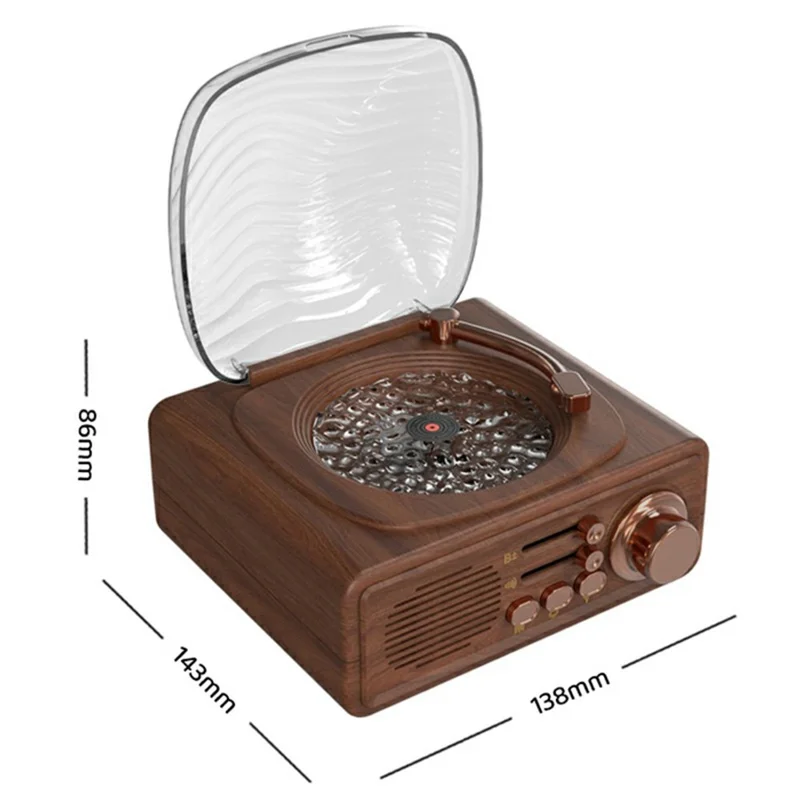 JN122 Retro Vinyl Record Player Bluetooth-compatible Speaker Portable Radio with Atmosphere Projection Lamp