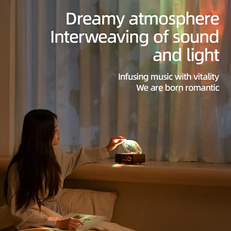 JN122 Retro Vinyl Record Player Bluetooth-compatible Speaker Portable Radio with Atmosphere Projection Lamp