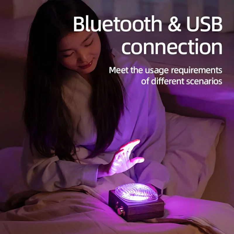 JN122 Retro Vinyl Record Player Bluetooth-compatible Speaker Portable Radio with Atmosphere Projection Lamp