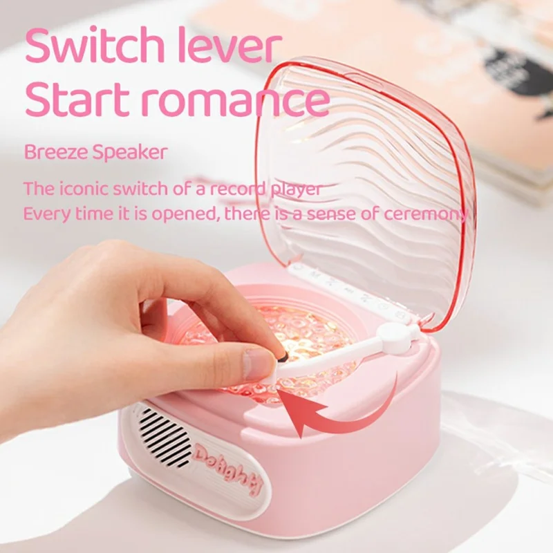 JN158 Retro Vinyl Record Player Bluetooth-compatible Speaker Portable Atmosphere Projection Lamp - White