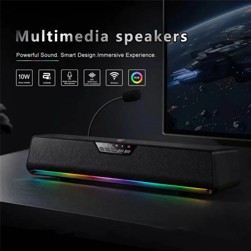 ONIKUMA L13 Wired Desktop Speaker with RGB Lighting Bluetooth-compatible 5.4 Gaming Subwoofer - Black