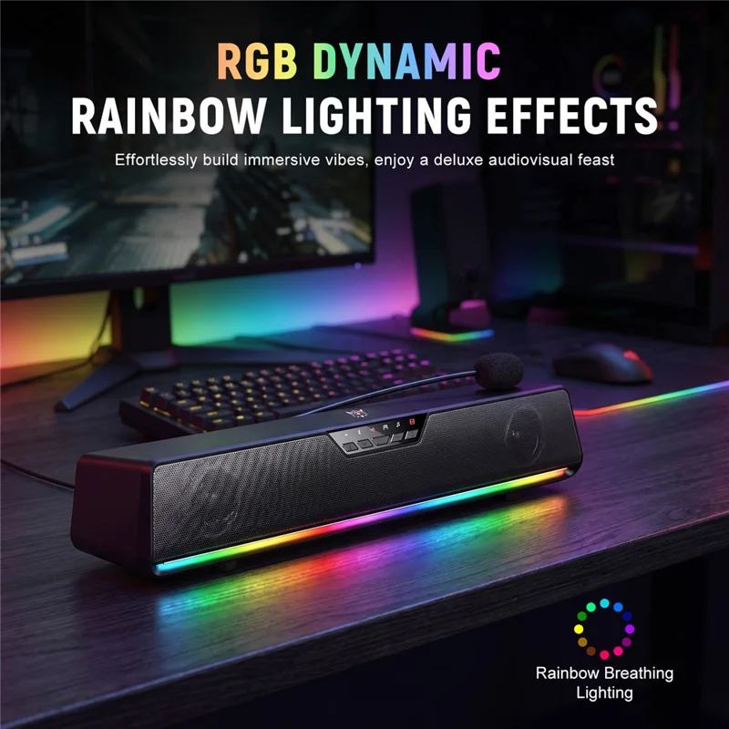 ONIKUMA L13 Wired Desktop Speaker with RGB Lighting Bluetooth-compatible 5.4 Gaming Subwoofer - Black