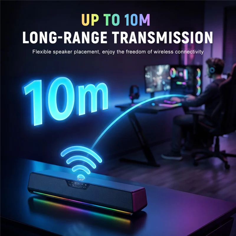 ONIKUMA L13 Wired Desktop Speaker with RGB Lighting Bluetooth-compatible 5.4 Gaming Subwoofer - Black