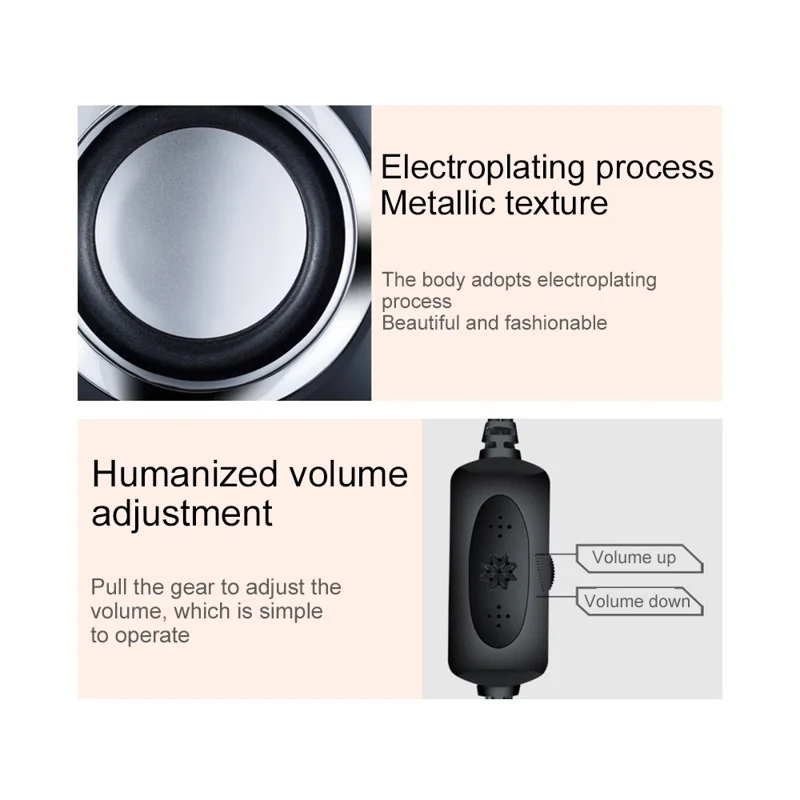 EZEEY A1 One Pair 3.5mm+USB Mini Square Wired Speaker Computer Multimedia Desktop Speaker Box for Tablet, Laptop, Phone - White