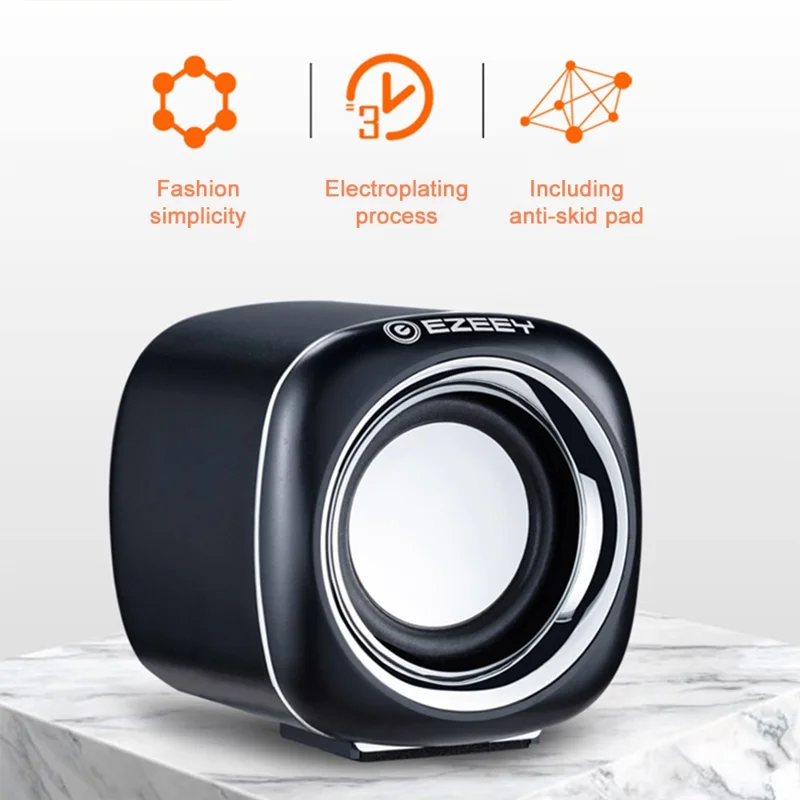 EZEEY A1 One Pair 3.5mm+USB Mini Square Wired Speaker Computer Multimedia Desktop Speaker Box for Tablet, Laptop, Phone - White