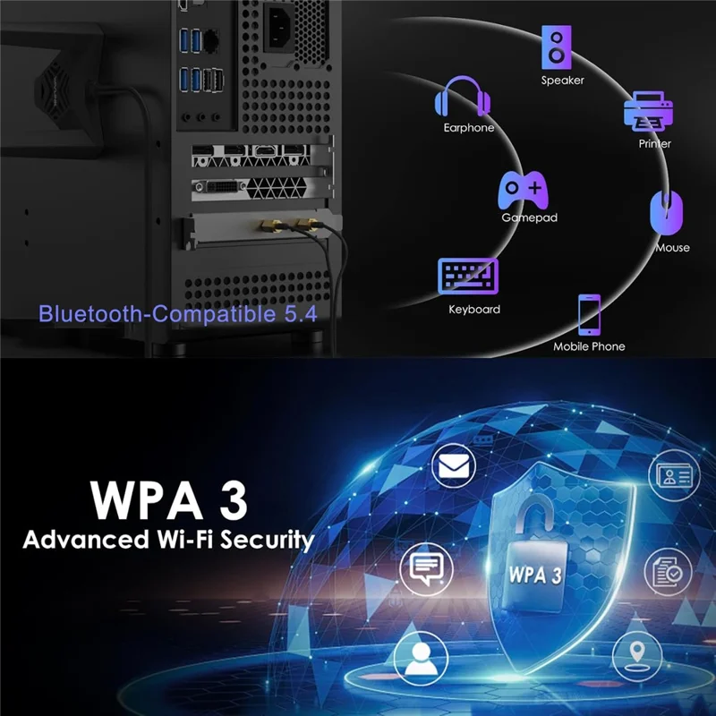 WAVLINK WL-WN685BE3-A Desktop-PC WLAN 7 BE8800 PCIe-Karte Bluetooth-kompatibel 5.4 8800 Mbps Tri-Band BE200 Drahtlosadapter
