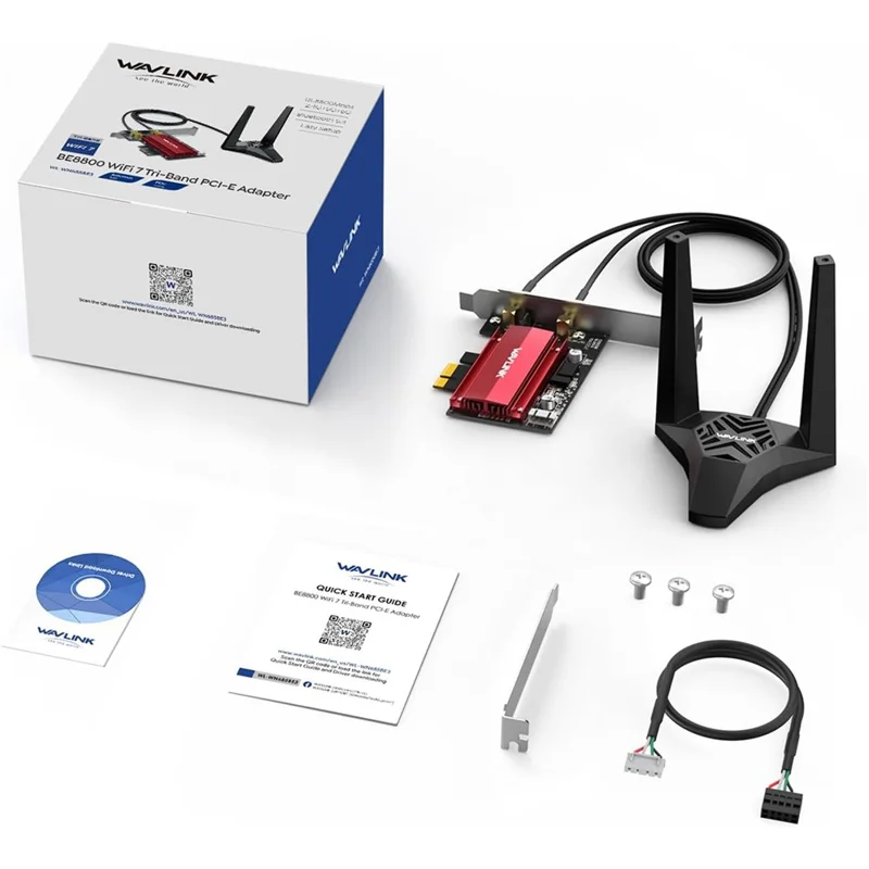 WAVLINK WL-WN685BE3-A Desktop-PC WLAN 7 BE8800 PCIe-Karte Bluetooth-kompatibel 5.4 8800 Mbps Tri-Band BE200 Drahtlosadapter