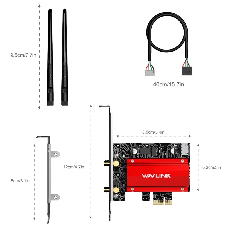 WAVLINK WL-WN685BE3-B WiFi 7 Tri-Band PCI-E Drahtlosnetzwerkkarte BE8800 2,4 GHz 5 GHz 6 GHz Bluetooth-kompatibler 5.4 Adapter