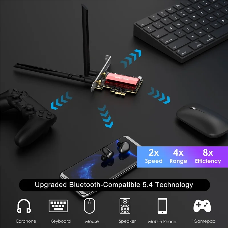 WAVLINK WL-WN685BE3-B WiFi 7 Tri-Band PCI-E Drahtlosnetzwerkkarte BE8800 2,4 GHz 5 GHz 6 GHz Bluetooth-kompatibler 5.4 Adapter