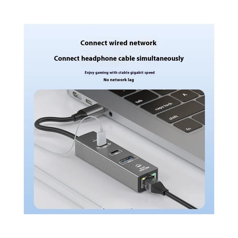 4 in 1 Gigabit Ethernet Adapter 1000 Mbps LAN USB 3.0 Data Transfer PD 100W Charging Type C Hub