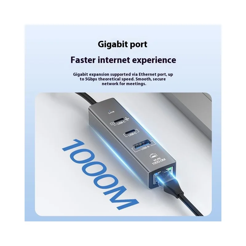 4 in 1 Gigabit Ethernet Adapter 1000 Mbps LAN USB 3.0 Data Transfer PD 100W Charging Type C Hub