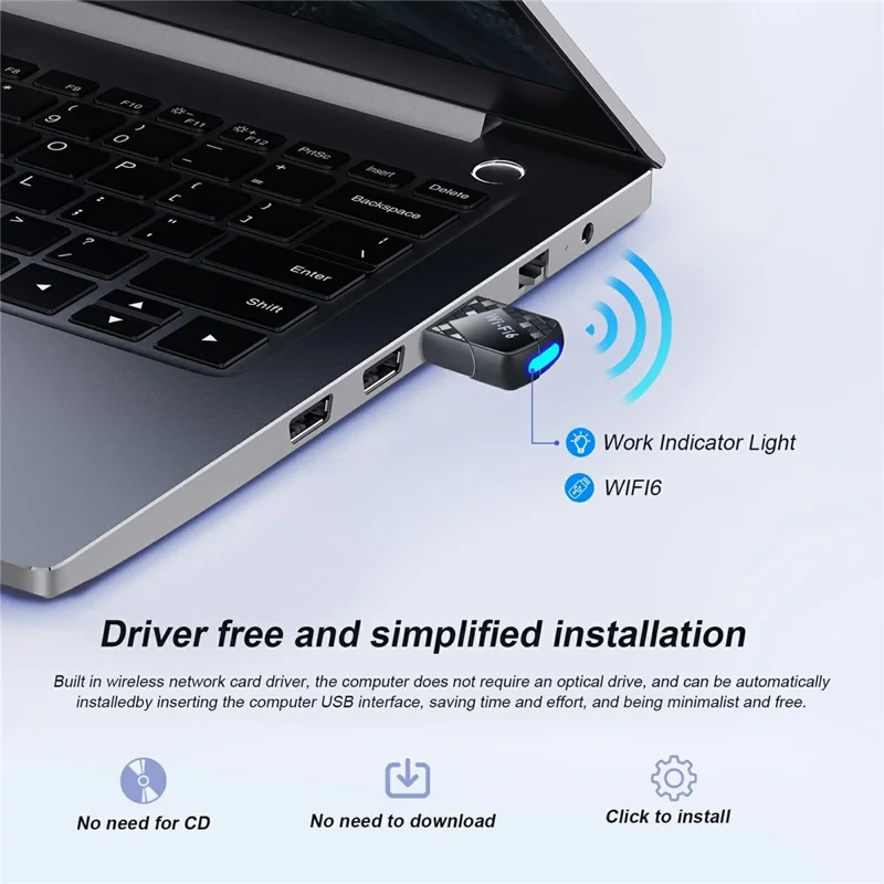 AX913B WiFi6 Smart Network Adapter 900Mbps Bluetooth-Compatible 5.4 Driverless Wireless USB 5G Dual Band WiFi Dongle for Win 10 / 11
