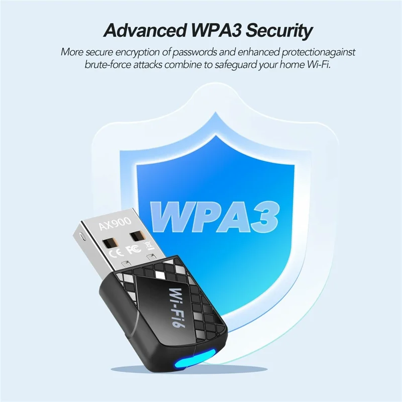 AX913B WiFi6 Smart Network Adapter 900Mbps Bluetooth-Compatible 5.4 Driverless Wireless USB 5G Dual Band WiFi Dongle for Win 10 / 11