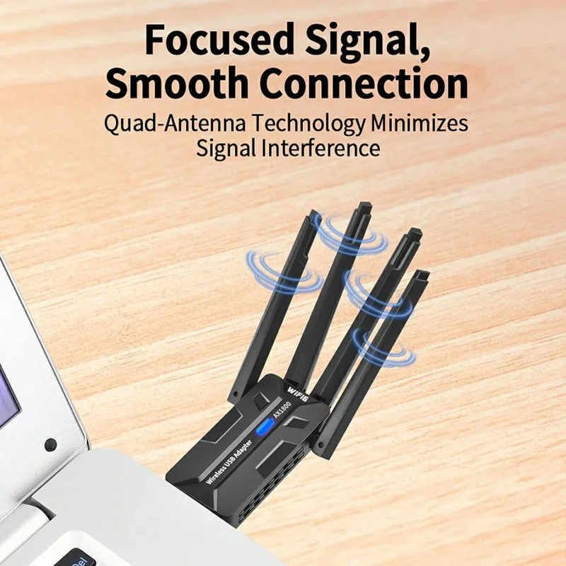 Adattatore di Rete Wireless AX1840 USB 3.0 1800 Mbps WiFi 6 Dual Band USB Dongle per Win 7 / 10 / 11