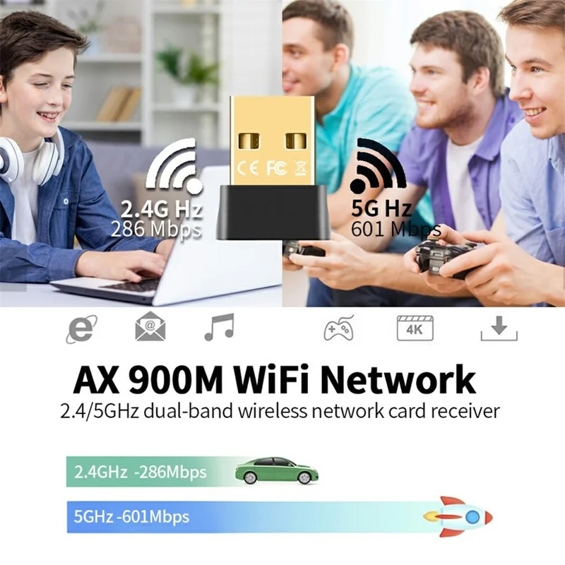 AX912 USB WiFi Adapter 900Mbps High Speed WiFi 6 Dual Band Network Receiver Transmitter