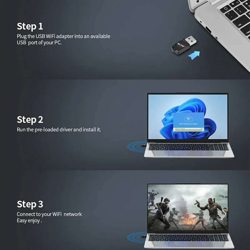 AX913B WiFi 6 Adapter 900Mbps Dual Band Bluetooth-compatible 5.4 Wireless USB Dongle Plug and Play