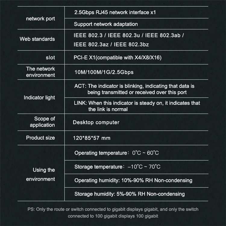 EDUP EP-9635C PCI-E Express Adaptateur Réseau RJ45 Port 2,5 Gbit / s / 1 Gops / Carte Réseau Ethernet de 100 Mbps