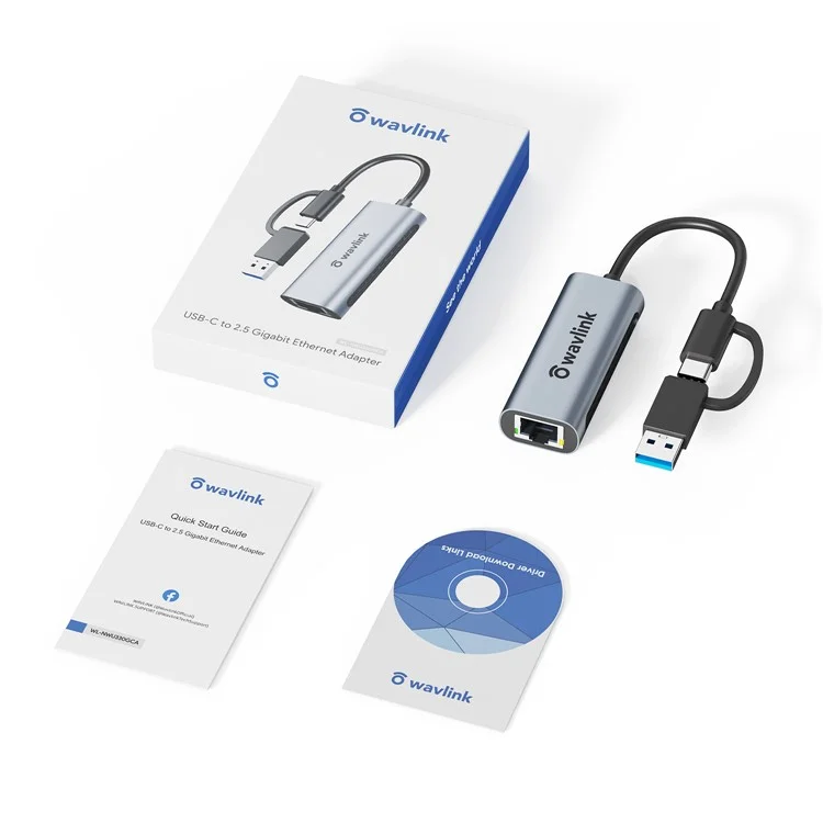 WAVLINK NWU330GCA 2.5G USB-C to RJ-45 Ethernet Adapter 2-in-1 Network Converter