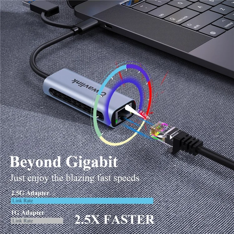 WAVLINK NWU330GCA 2.5G USB-C to RJ-45 Ethernet Adapter 2-in-1 Network Converter