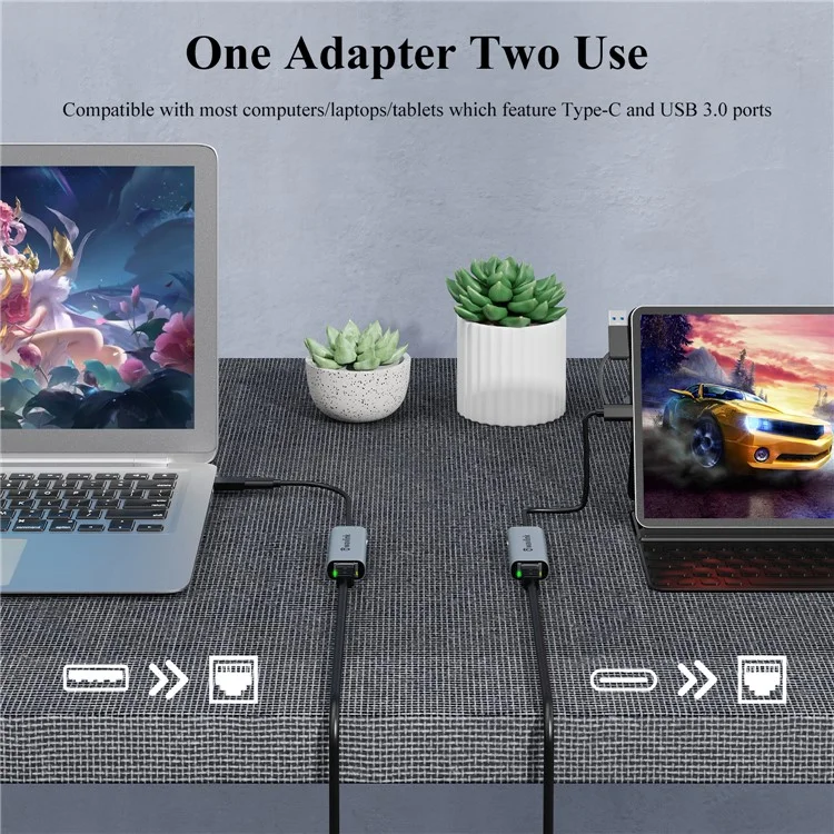 WAVLINK NWU330GCA 2.5G USB-C to RJ-45 Ethernet Adapter 2-in-1 Network Converter