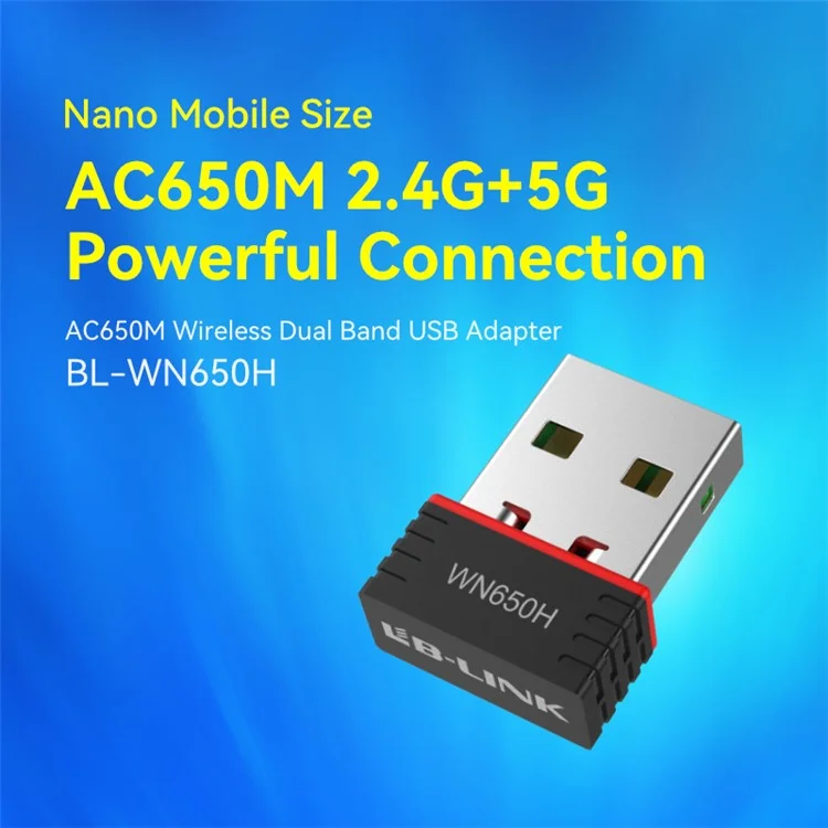 Scheda di rete wireless LB-LINK WN650H Dual Band 650M Portatile Ricevitore WiFi USB
